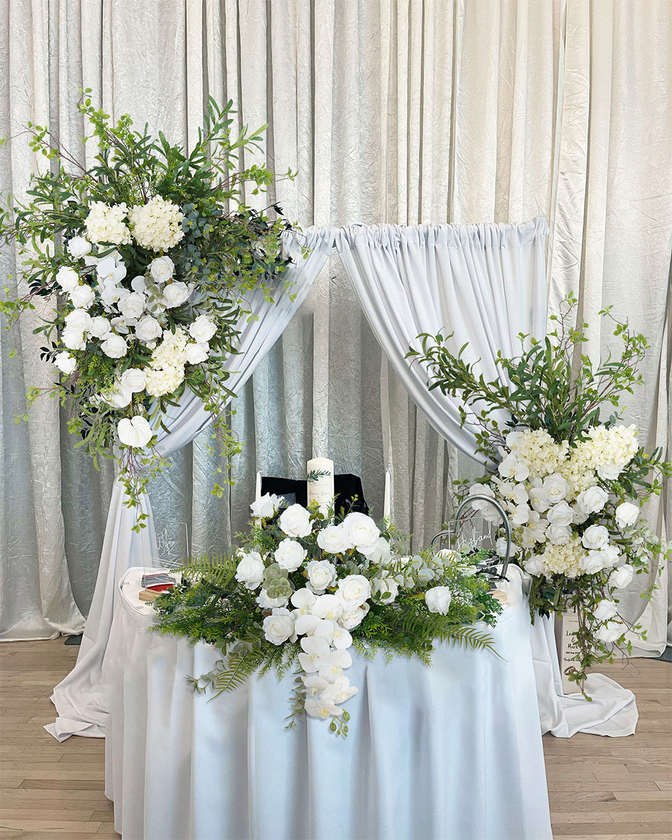Decorative elements and embellishments for a wedding mirror